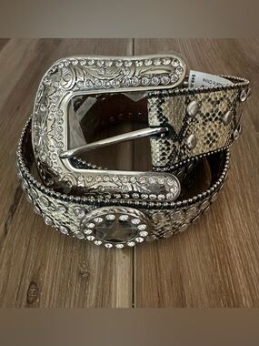 Blazing Roxx Faux Snake Skin Bling Western Belt M NWT